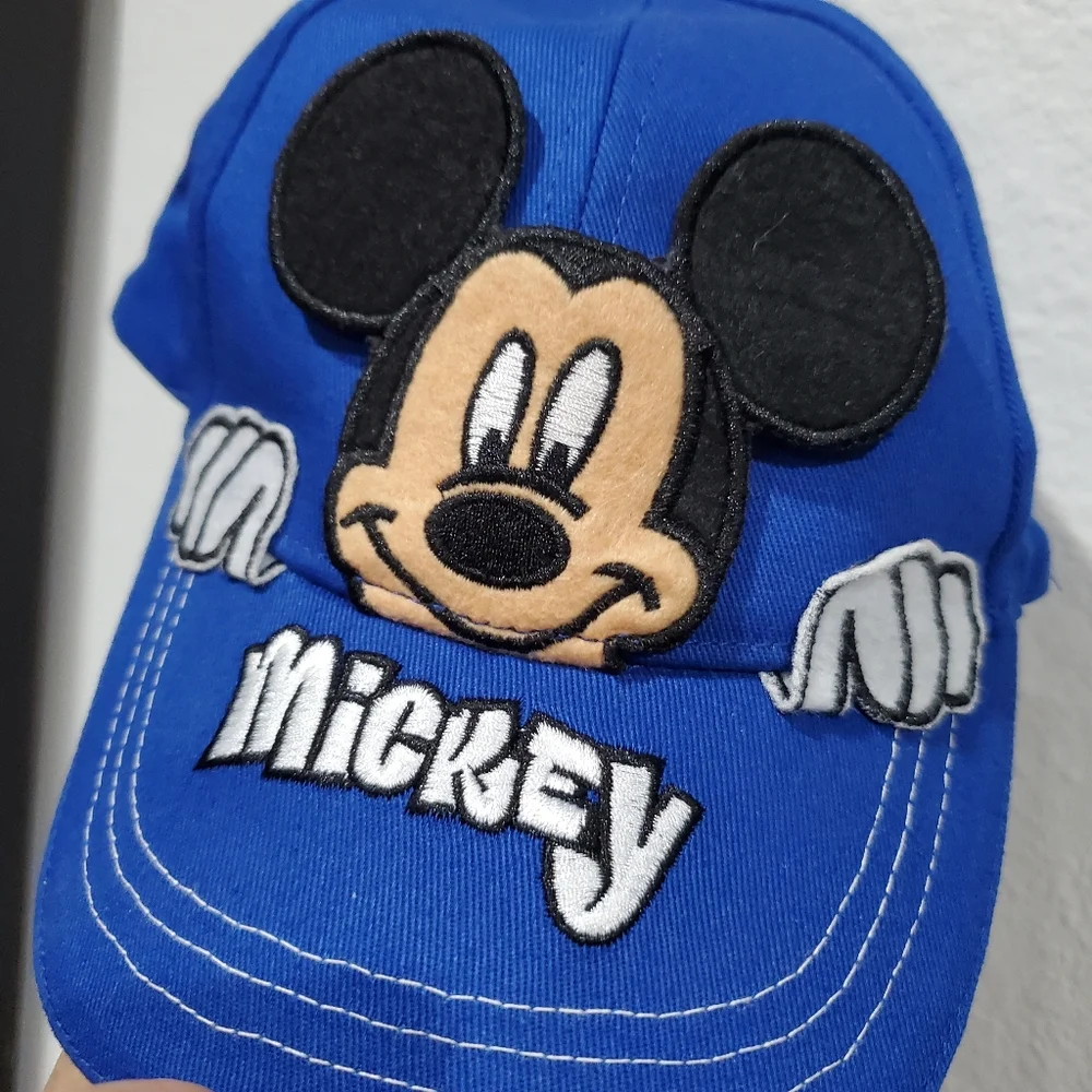 Disney Mickey Mouse Peek A Boo Ears Adjustable Hat Cap One Size Boys Girls Blue